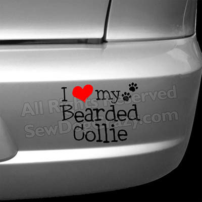 I Love my Bearded Collie Car Stickers