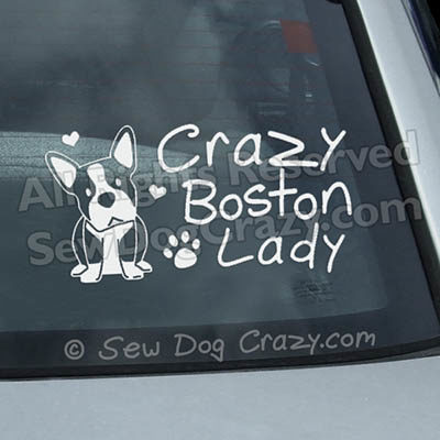 Crazy Boston Terrier Lady Window Stickers