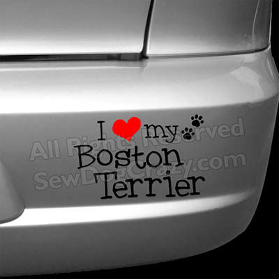 I Love my Boston Terrier Car Decal