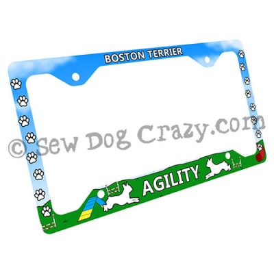 Agility Boston Terrier License Plate Frame