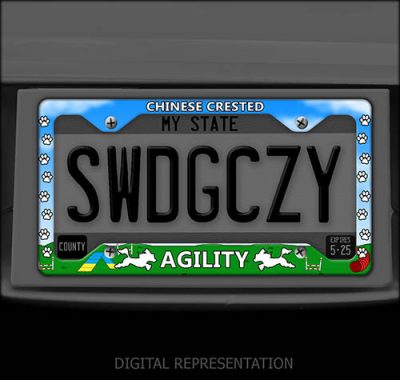Agility Chinese Crested License Plate Frame