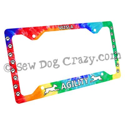 Tie Dye Vizsla Agility License Plate Frame