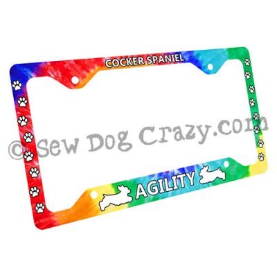 Tie Dye Cocker Agility License Plate Frame