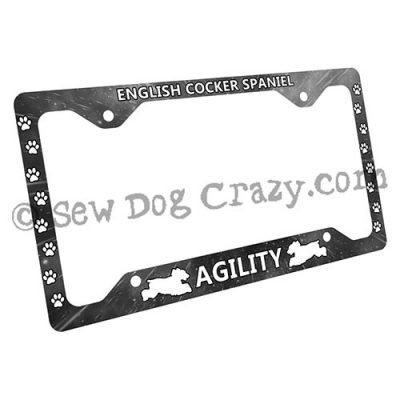 English Cocker Spaniel Agility License Plate Frame