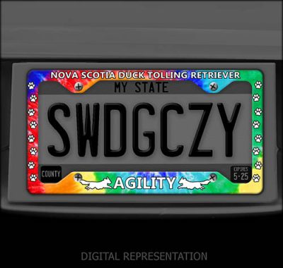 Tie Dye Toller Agility License Plate Frame