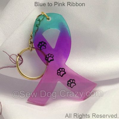Pastel Dog Cancer Ribbon Keychain