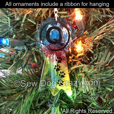 Multi Colored Q Ribbon Ornament