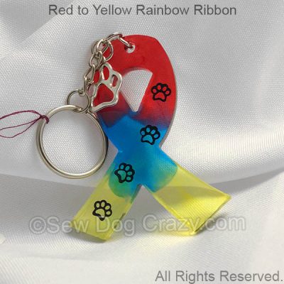 Rainbow Dog Cancer Ribbon Keychain