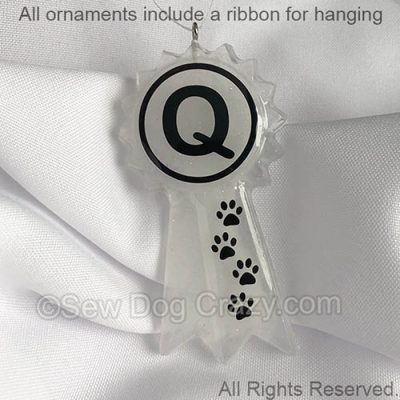 White Q Ribbon Ornament
