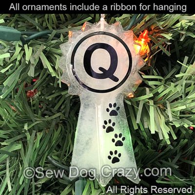 White Q Ribbon Christmas Ornament
