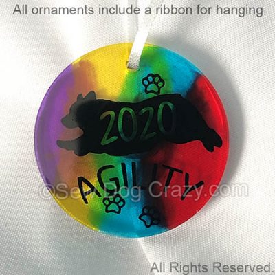 Rainbow Australian Shepherd Agility Ornaments
