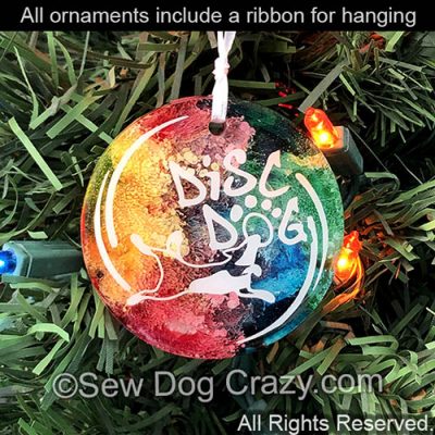 Rainbow Disc Dog Christmas Ornaments