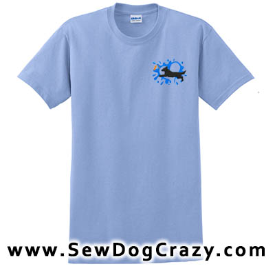 Embroidered Flat Coated Retriever Dock Jumping TShirts