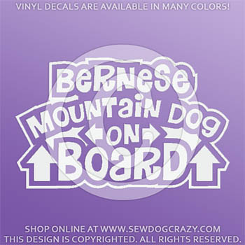 Bernese Mountain Dog On Board Vinyl Stickers