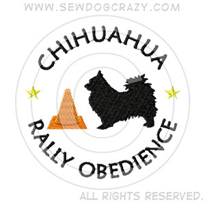 Embroidered Long Haired Chihuahua Rally Obedience Shirts