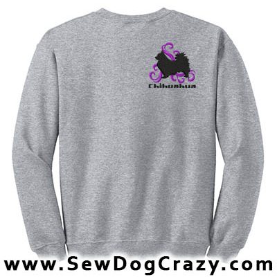 Embroidered Long Haired Chihuahua Sweatshirt