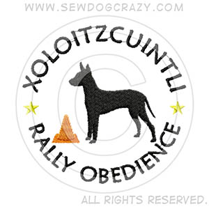 Embroidered Xoloitzcuintli Rally Obedience Gifts