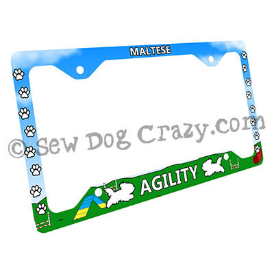 Maltese Agility Dog License Plate Frame