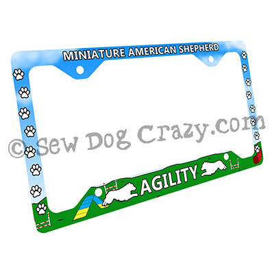 Miniature American Shepherd Agility Dog License Plate Frame