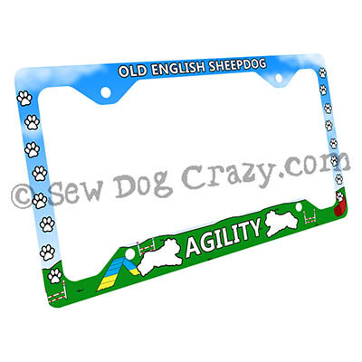 Old English Sheepdog Agility License Plate Frame