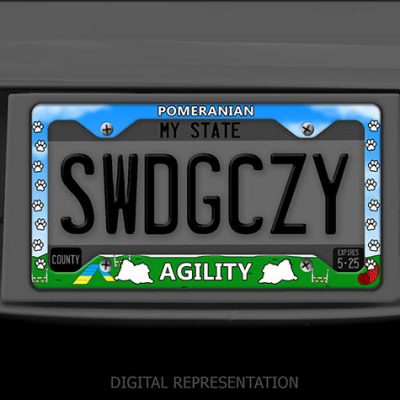 Pomeranian Agility License Plate Frame