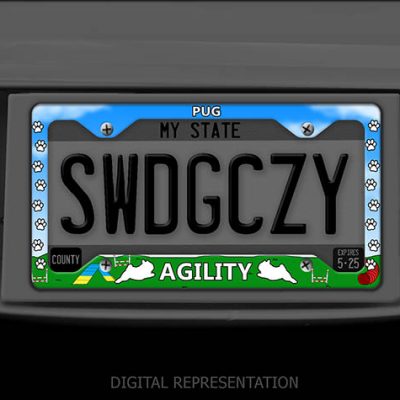 Pug Agility Dog License Plate Frame