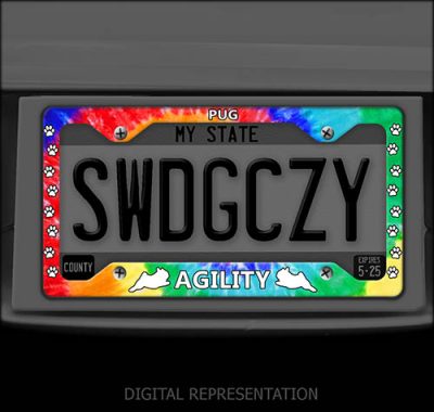 Pug Agility License Plate Frame
