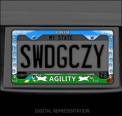 Collie Dog Agility License Plate Frame