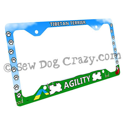 Tibetan Terrier Dog Agility License Plate Frame