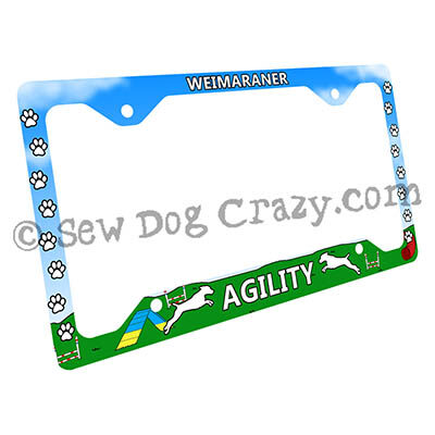 Weimaraner Agility Dog License Plate Frame
