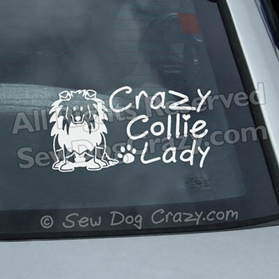Crazy Rough Collie Car Window Stickers