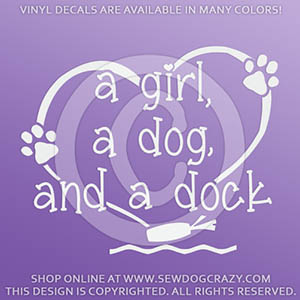 Girl Dog Dock Diving Vinyl Stickers