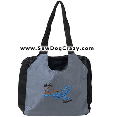 Embroidered Dog Diving Tote Bags