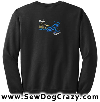 Embroidered Dog Diving Sweatshirts