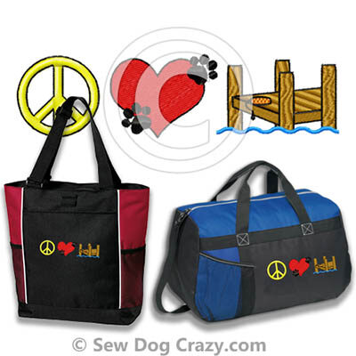 Embroidered Peace Love Dock Diving Bags