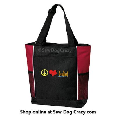 Embroidered Peace Love Dock Diving Tote Bag
