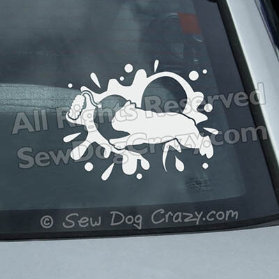 Dock Diving English Bulldog Car Window Sticker