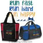 Run Happy Embroidered Bags
