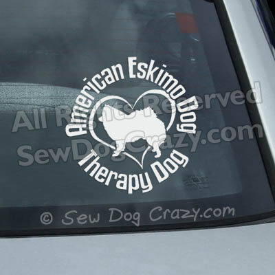 Eskie Therapy Dog Window Sticker