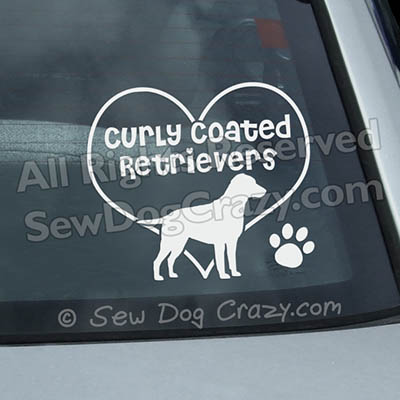 Love Curly Coated Retriever Car Window Stickers