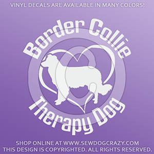 Border Collie Therapy Dog Car Decal