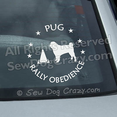 Pug RallyO Car Window Stickers