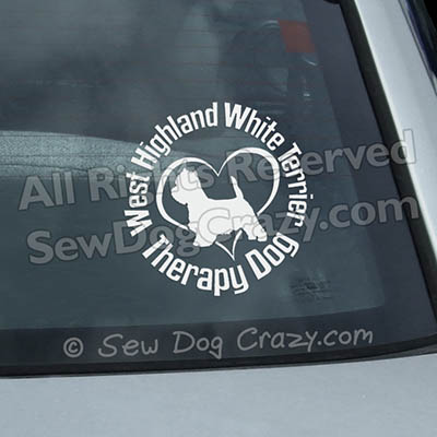 Westie Therapy Dog Car Decals