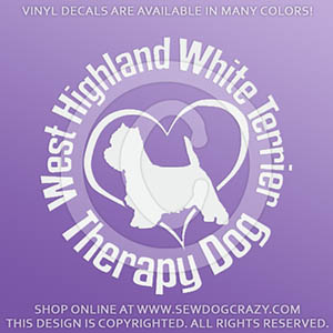 Westie Therapy Dog Decals
