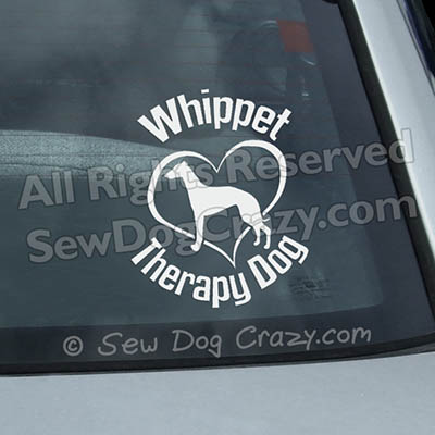 Whippet Therapy Dog Car Window Stickers
