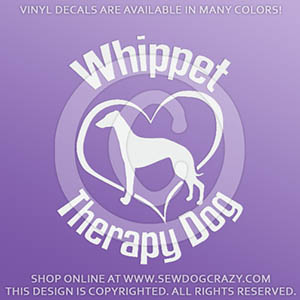 Whippet Therapy Dog Car Decals