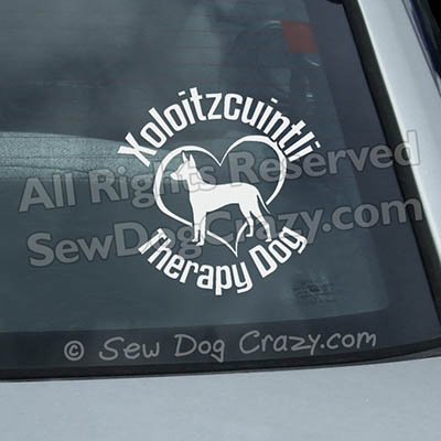 Xolo Therapy Dog Car Stickers