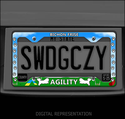 Agility Bichon License Plate Frame
