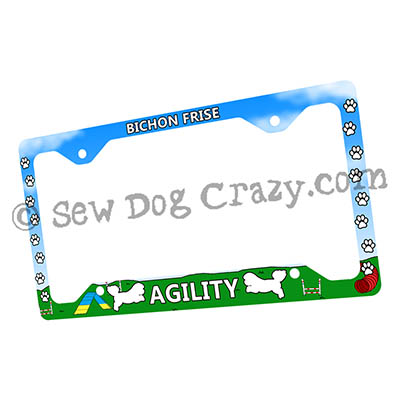 Bichon Frise Agility License Plate Frame