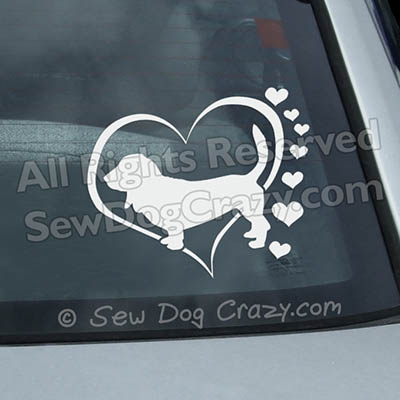 Lots of Hearts Basset Hound Car Window Sticker